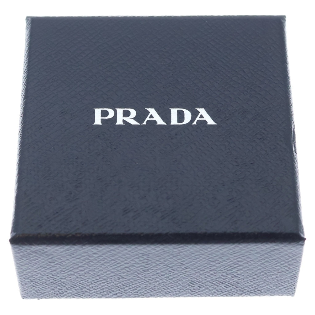 PRADA(プラダ) トライアングルロゴ メタルキーリング バッグチャーム キーホルダー ブラック/シルバー 2PS395 レディース