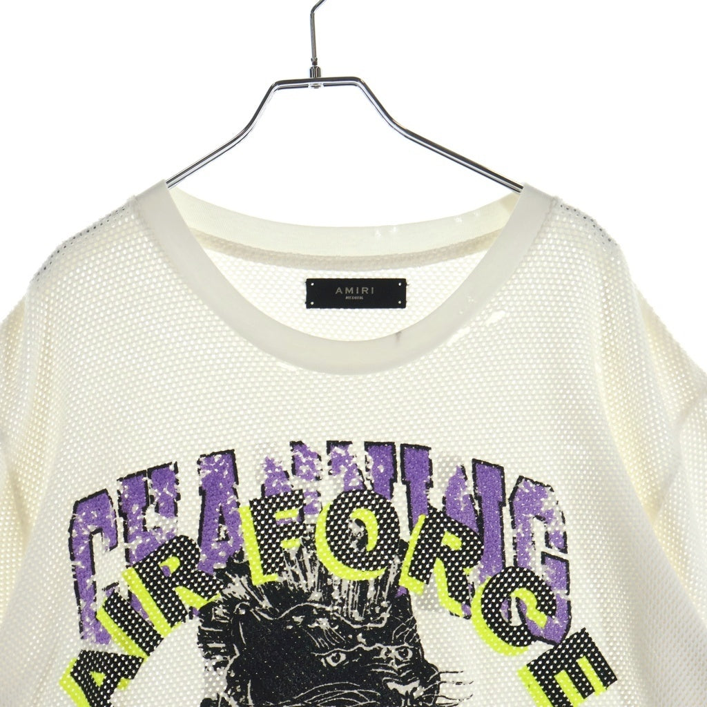 AMIRI(アミリ) Panther Print Mesh パンサープリント メッシュ半袖Tシャツ ホワイト MTSST-CPM