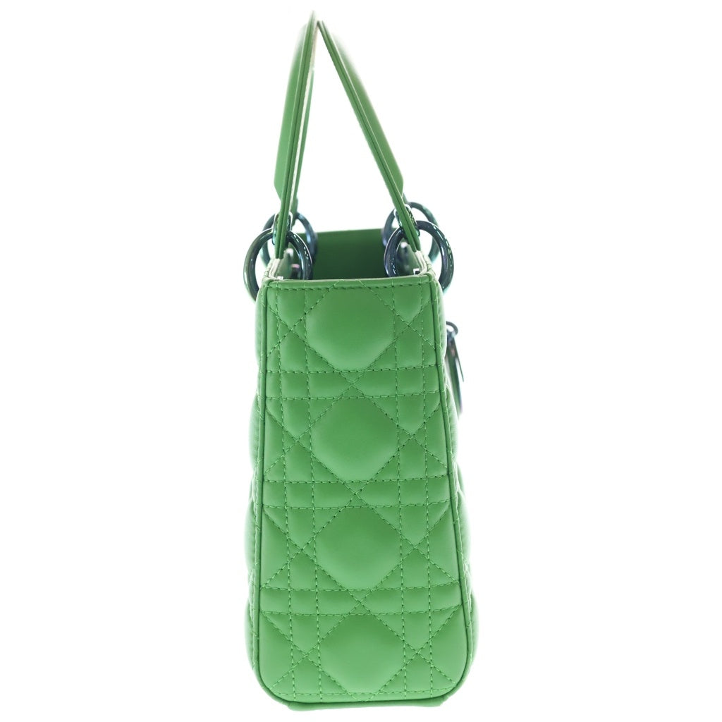 Christian Dior(クリスチャンディオール) レディ ディオール スモール カナージュ レザー ショルダー ハンドバッグ グリーン レディース
