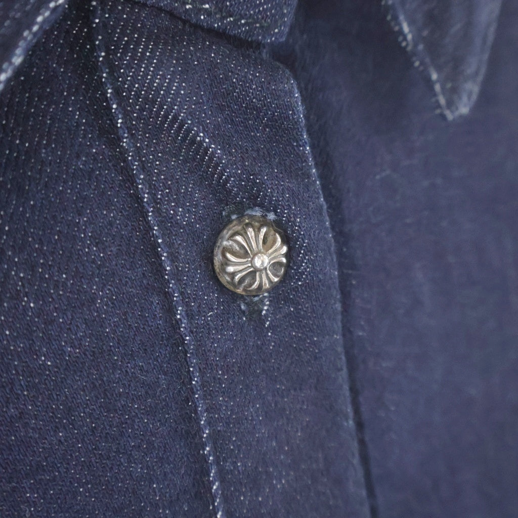 CHROME HEARTS(クロムハーツ) MAHAL KITA マハルキタ セメタリークロスパッチ クロスボタン オーバーサイズ デニム 長袖シャツ インディゴ