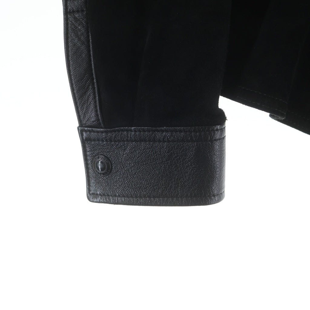 TOM FORD(トムフォード) SOFT SUEDE CONTRAST WESTERN SHIRT カーフスキン レザー スエード ボタンダウン ウエスタン シャツ ジャケット ブラック LJS006 LMS005S23