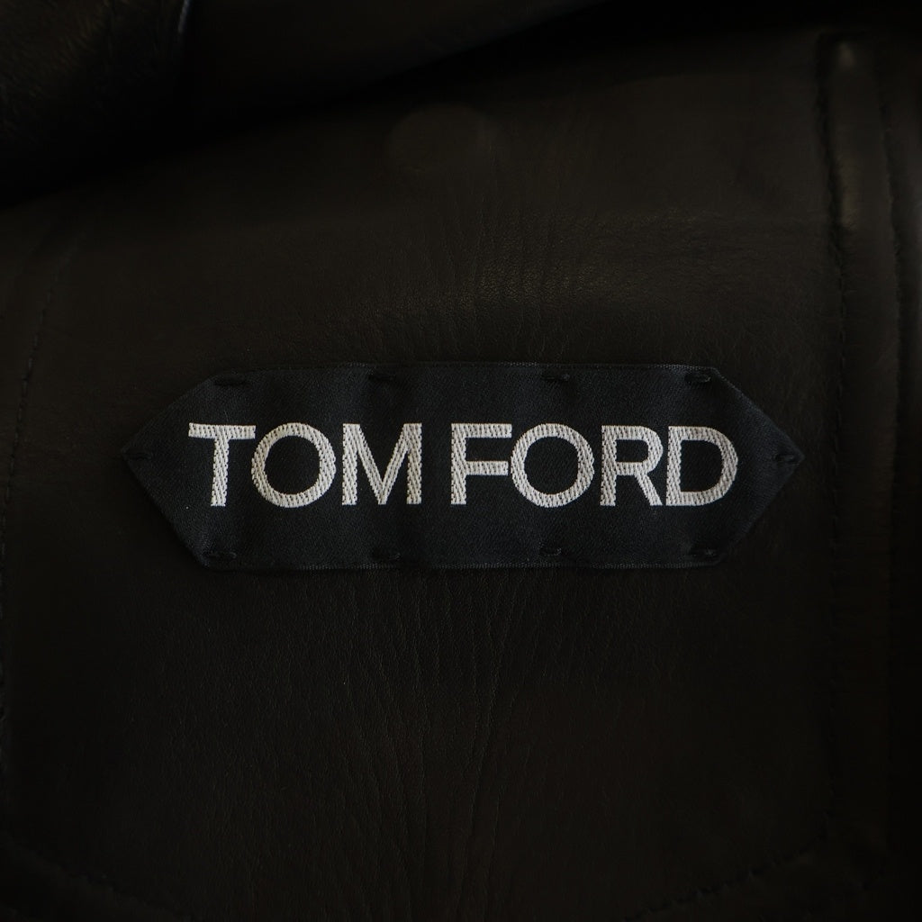 TOM FORD(トムフォード) SOFT SUEDE CONTRAST WESTERN SHIRT カーフスキン レザー スエード ボタンダウン ウエスタン シャツ ジャケット ブラック LJS006 LMS005S23