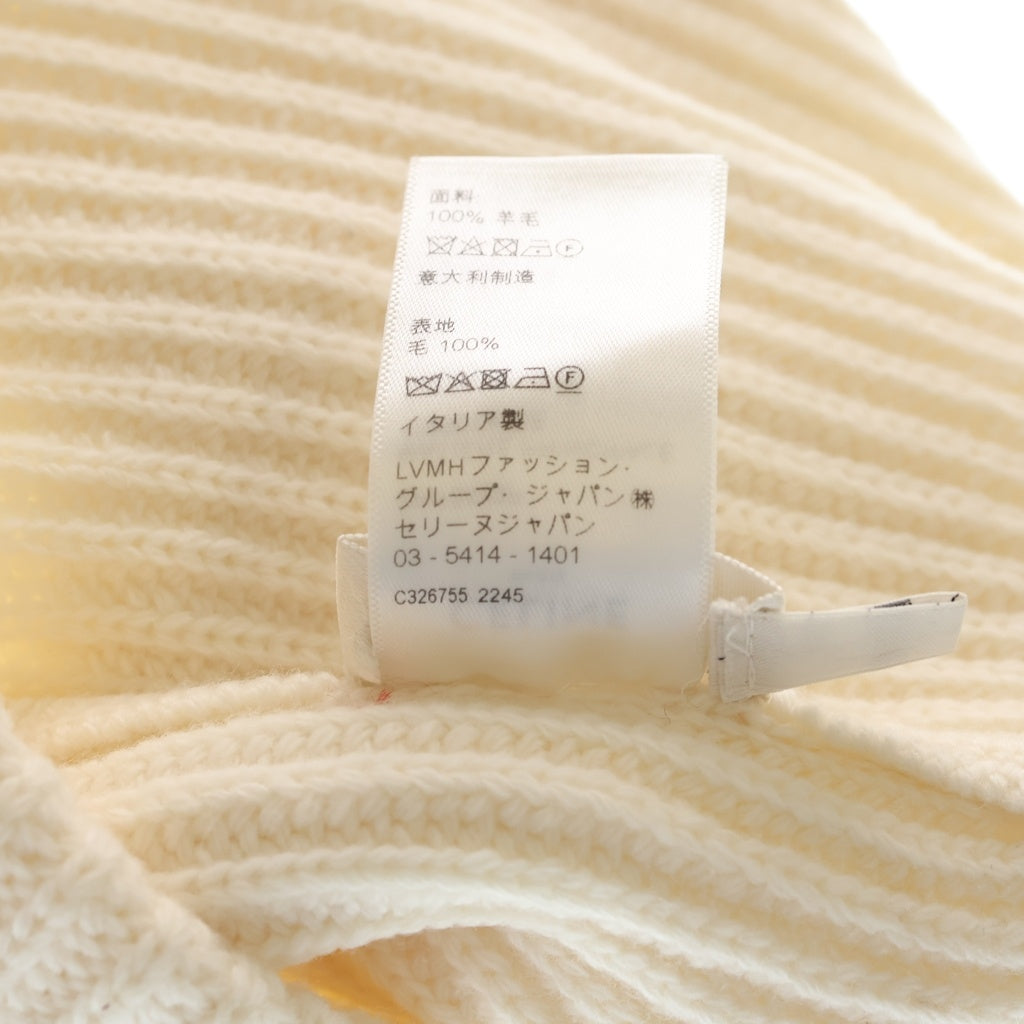 CELINE(セリーヌ) ロゴ刺繍 ビーニー ニット帽 帽子 アイボリー 2AI13423P