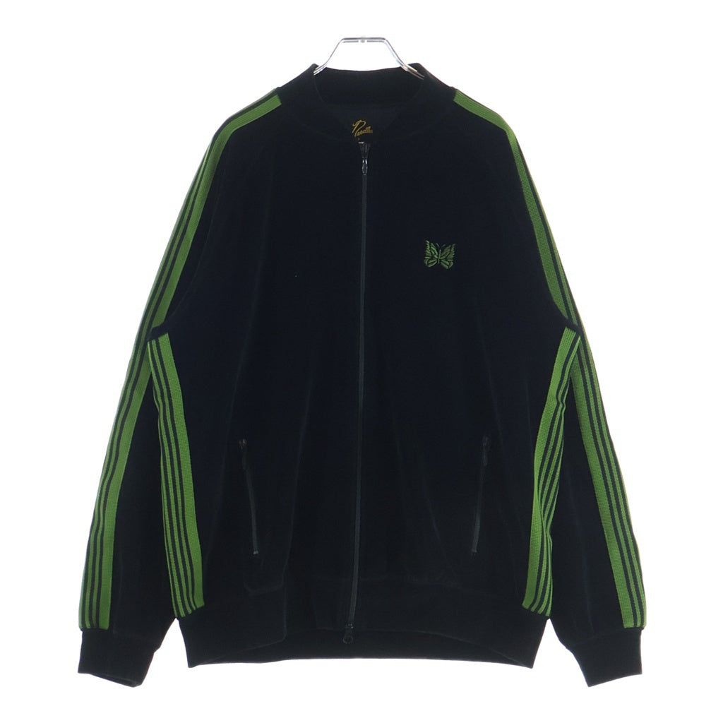 Needles(ニードルス) Rib Collar Track Jacket - C/PE Velour ジップアップ ベロア トラックジャケット ブラック RW323