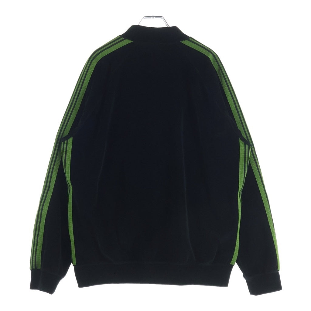 Needles(ニードルス) Rib Collar Track Jacket - C/PE Velour ジップアップ ベロア トラックジャケット ブラック RW323