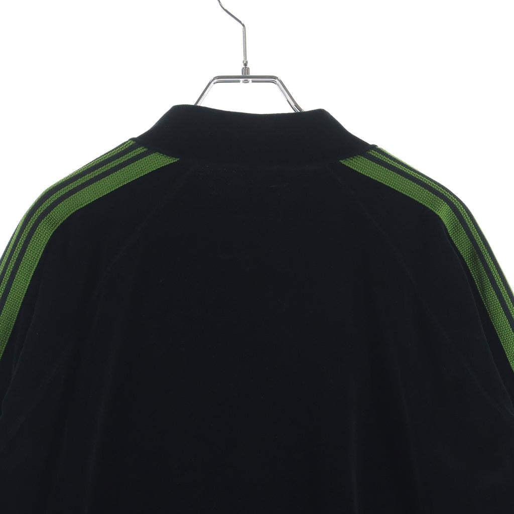 Needles(ニードルス) Rib Collar Track Jacket - C/PE Velour ジップアップ ベロア トラックジャケット ブラック RW323