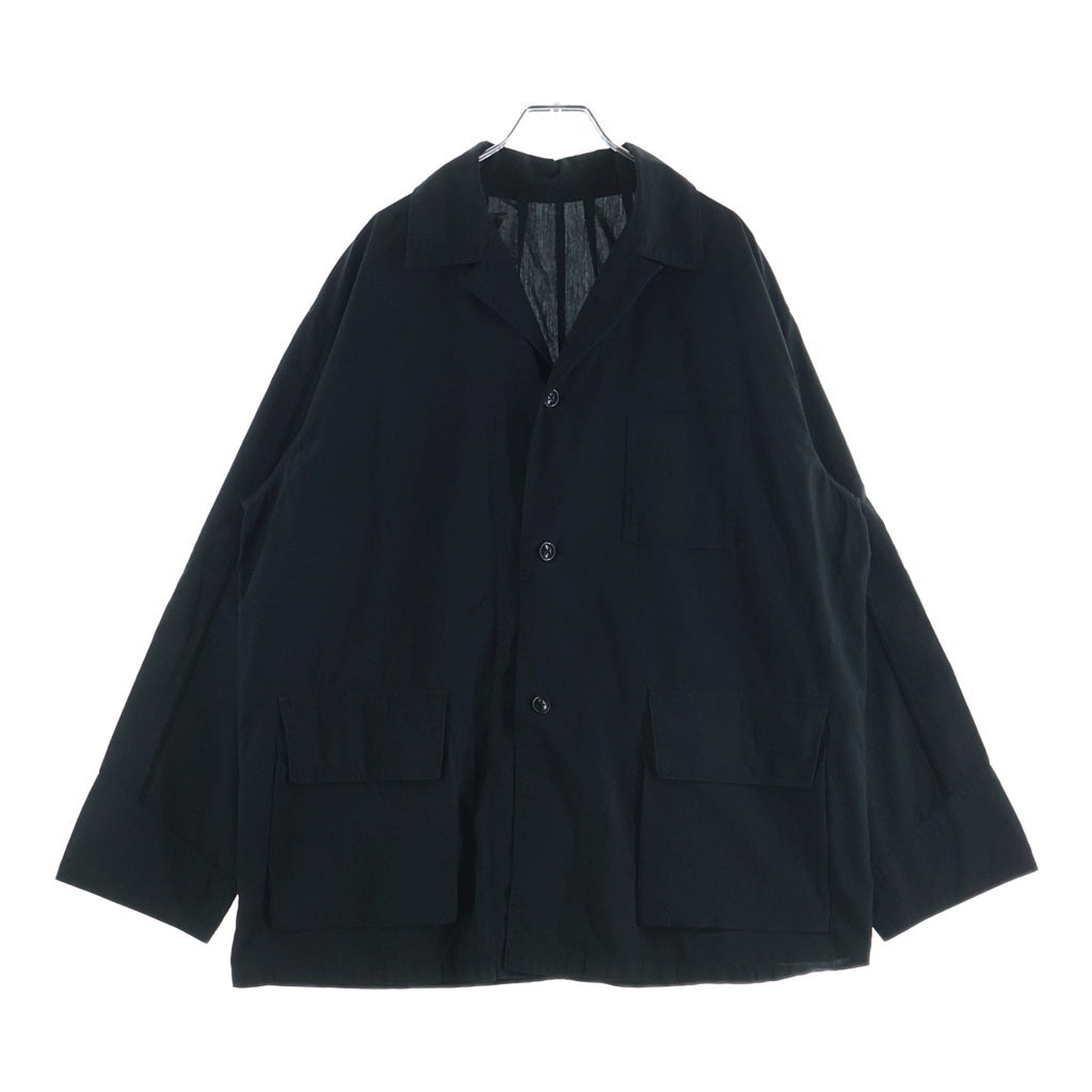SARTO(サルト) 25SS コットン サイドライン刺繍 オープンカラー長袖シャツ ブラック 251-14-001