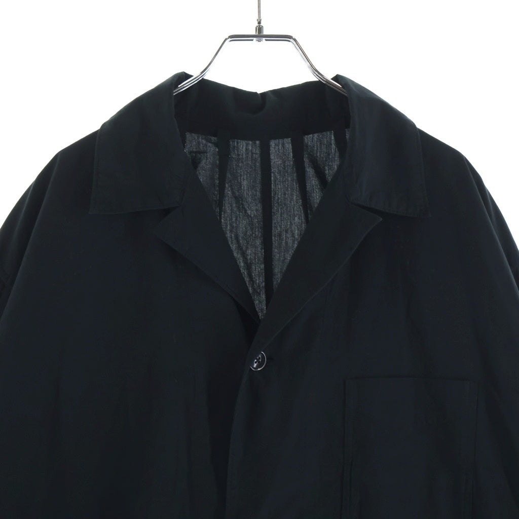 SARTO(サルト) 25SS コットン サイドライン刺繍 オープンカラー長袖シャツ ブラック 251-14-001