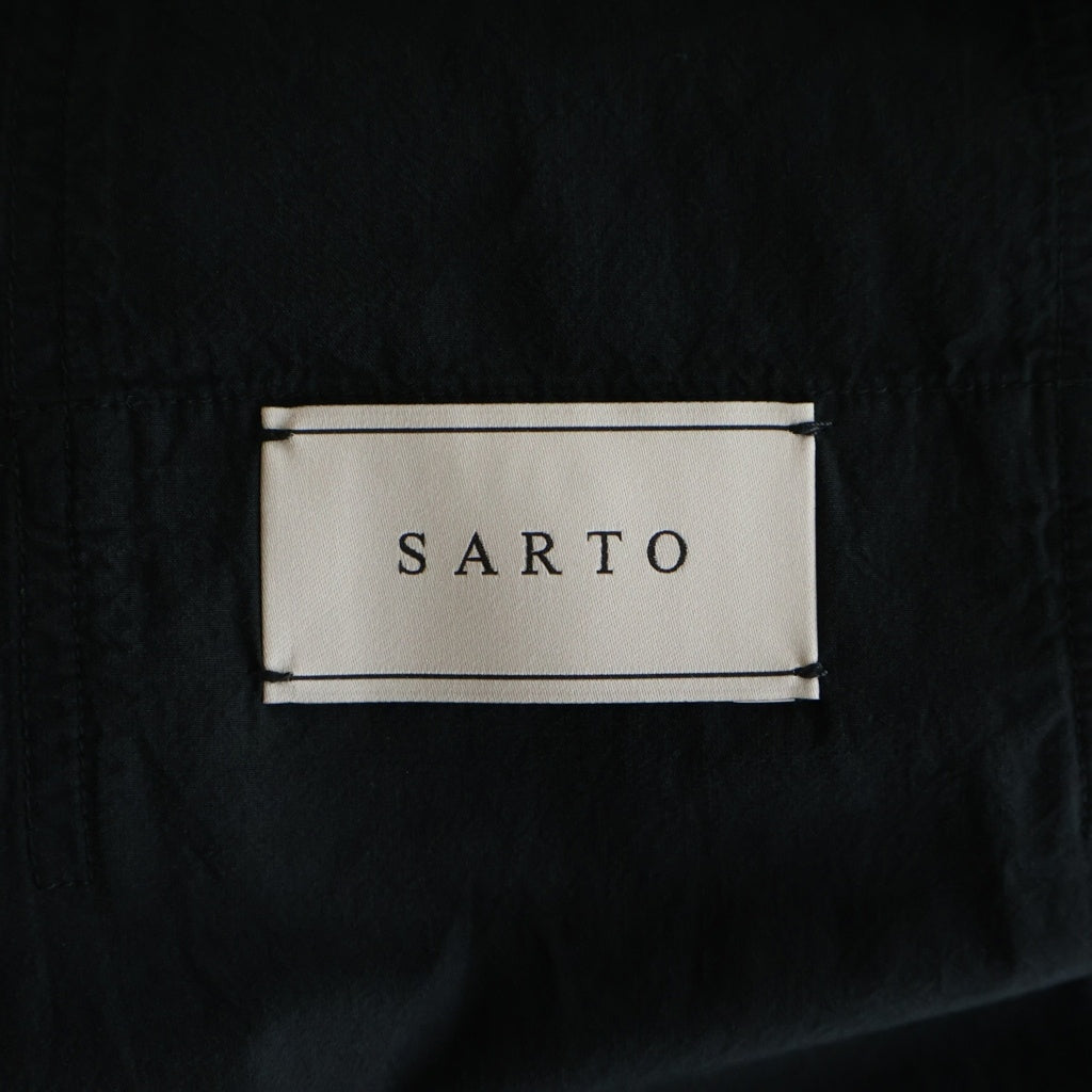 SARTO(サルト) 25SS コットン サイドライン刺繍 オープンカラー長袖シャツ ブラック 251-14-001