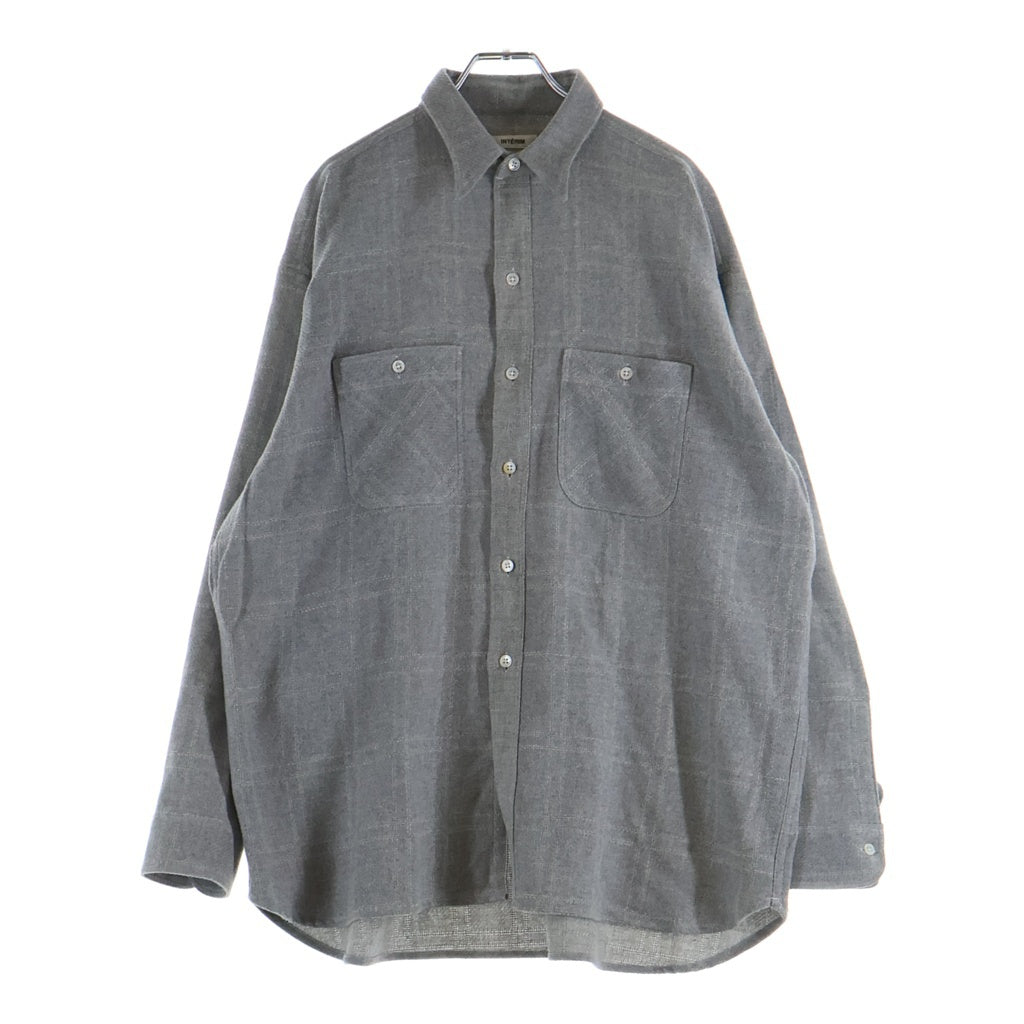 INTERIM(インテリム) 25AW COTTON VIRGIN WOOL CASHMERE DEADSTOCK HYPER BIG MILITARY WORK SHIRTS コットン ウール カシミヤ ミリタリー ワーク長袖シャツ グレー IT25A179
