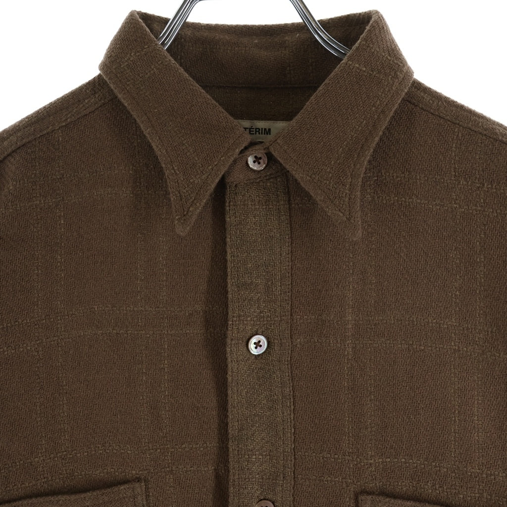 INTERIM(インテリム) 25AW COTTON VIRGIN WOOL CASHMERE DEADSTOCK HYPER BIG MILITARY WORK SHIRTS コットン ウール カシミヤ ミリタリー ワーク長袖シャツ ブラウン IT25A179