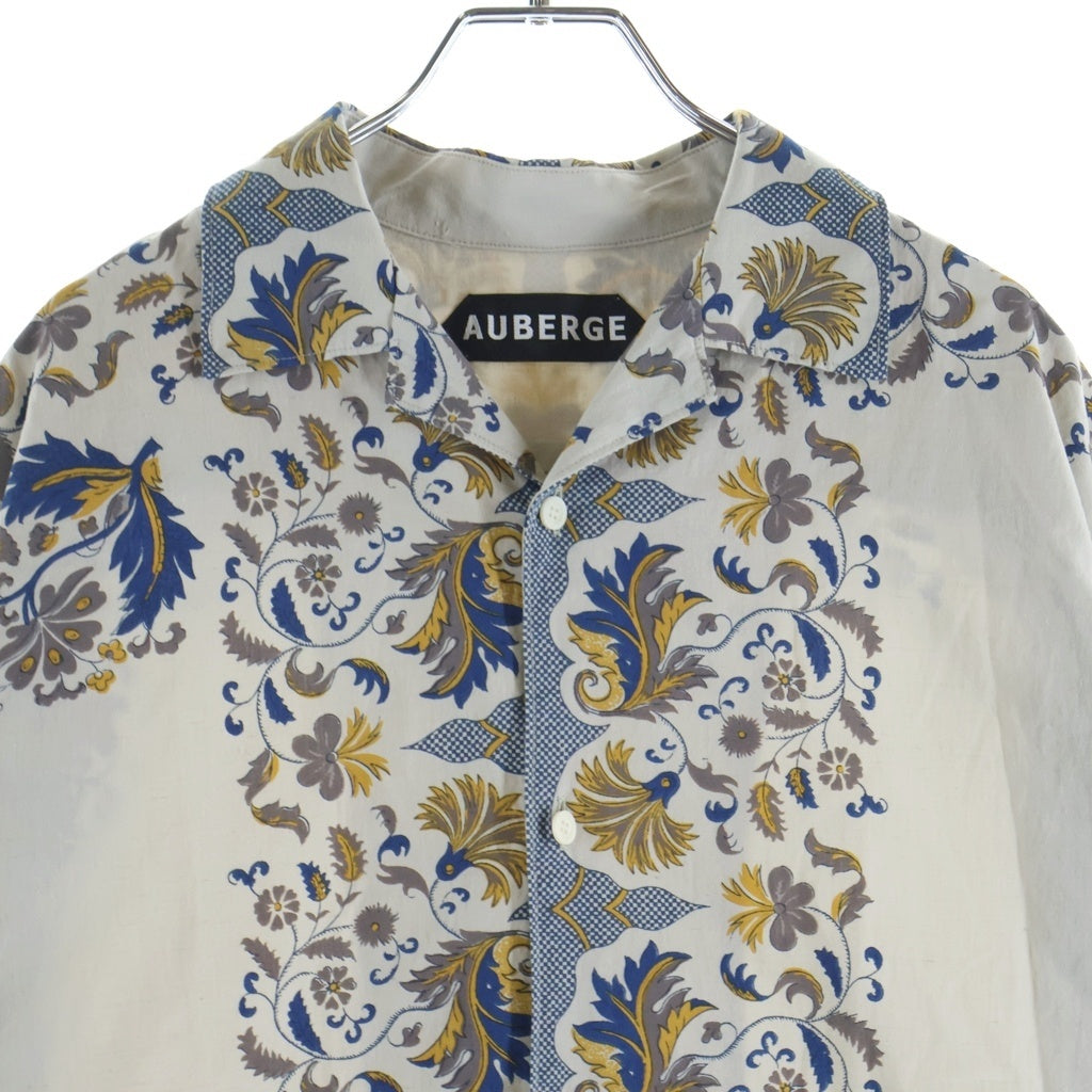 AUBERGE(オーベルジュ) 26SS Kevin コットン ヘンプ ボタニカル柄 長袖シャツ グレー AU26S23