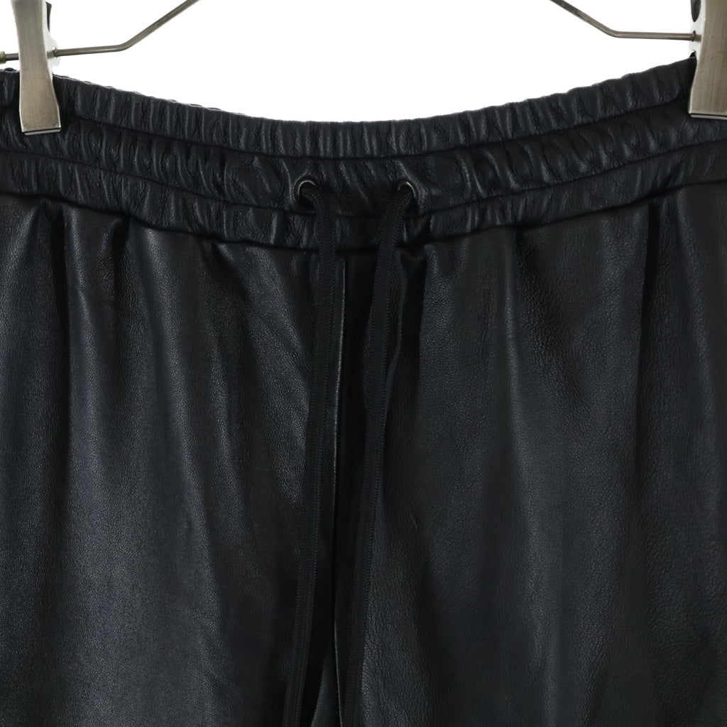ADYN(アンドロジナス) ラムレザー サイドジップ イージーテーパードパンツ ブラック