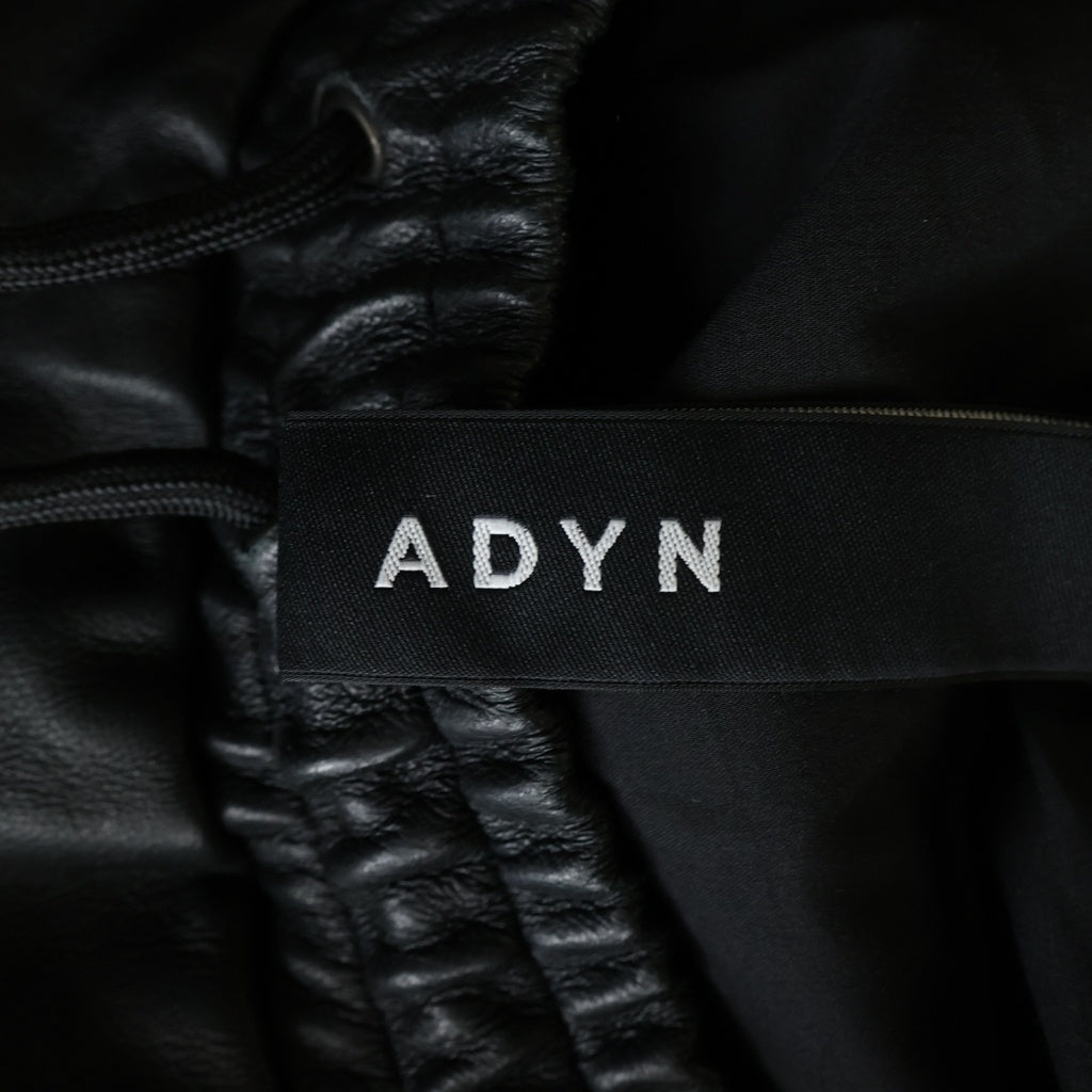 ADYN(アンドロジナス) ラムレザー サイドジップ イージーテーパードパンツ ブラック
