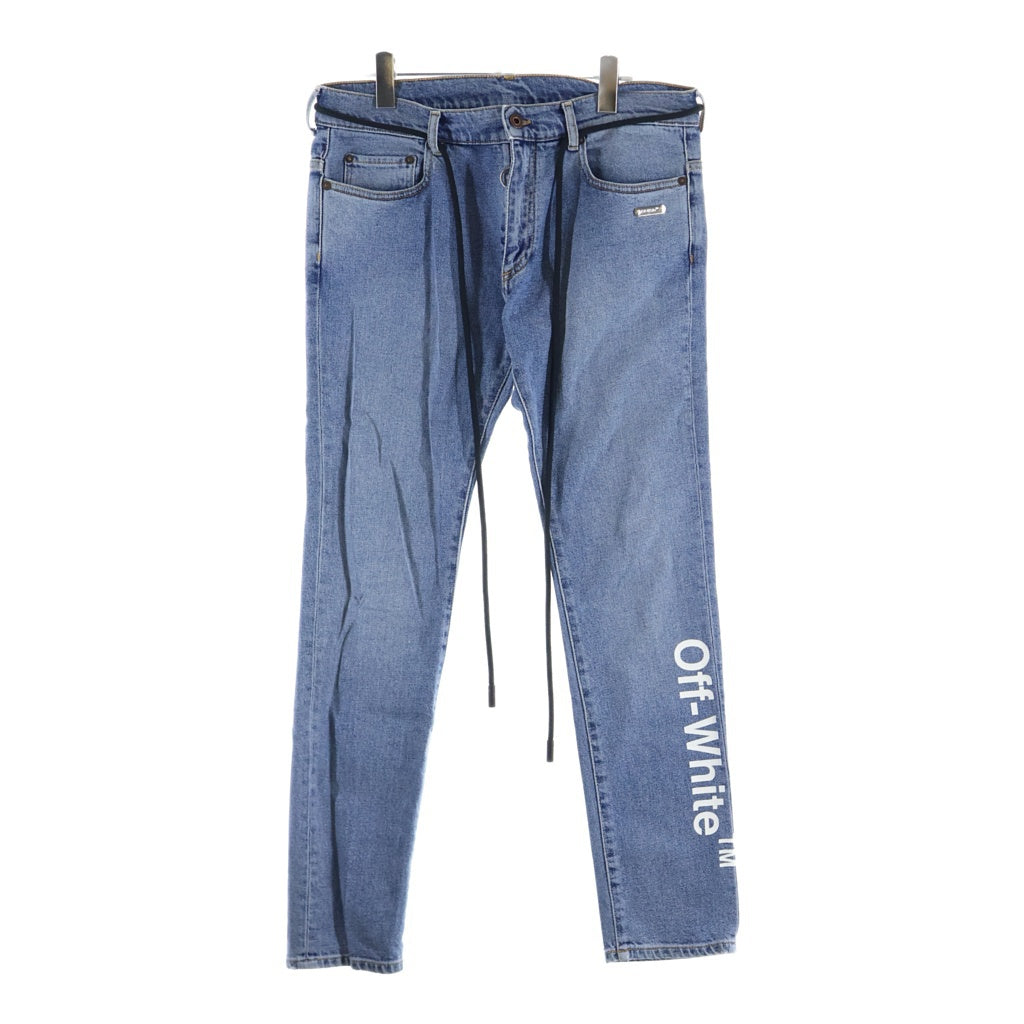 OFF-WHITE(オフホワイト) 18SS ロゴプリント ドローコード デニムパンツ インディゴ OMYA002F18166019