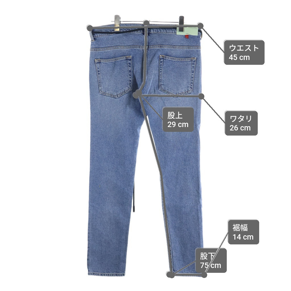 OFF-WHITE(オフホワイト) 18SS ロゴプリント ドローコード デニムパンツ インディゴ OMYA002F18166019