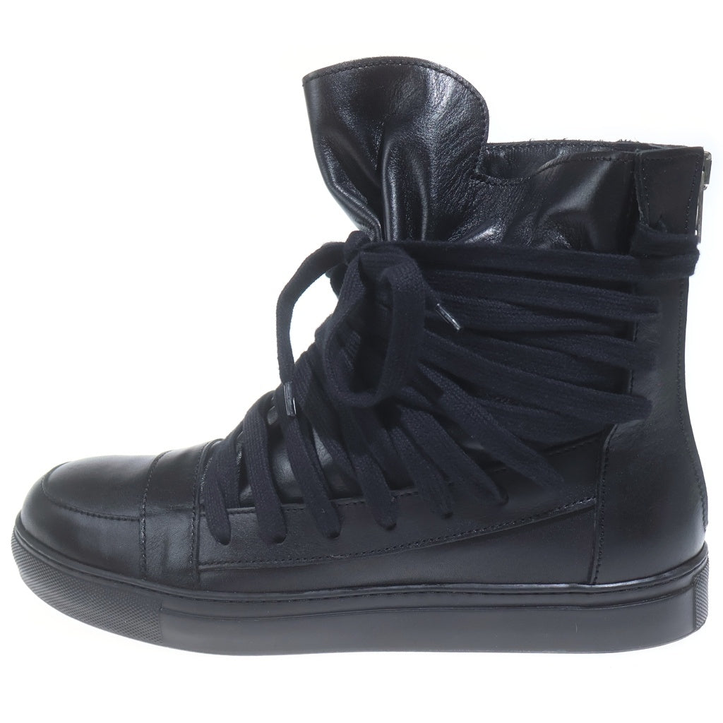 KRIS VAN ASSCHE(クリス ヴァン アッシュ) バックジップ レースアップ レザー ハイカットスニーカー ブラック