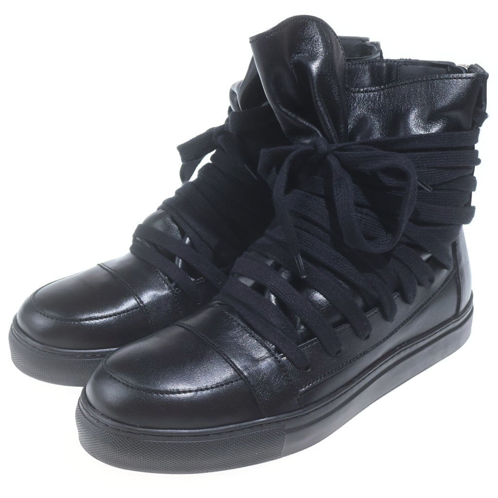 KRIS VAN ASSCHE(クリス ヴァン アッシュ) バックジップ レースアップ レザー ハイカットスニーカー ブラック