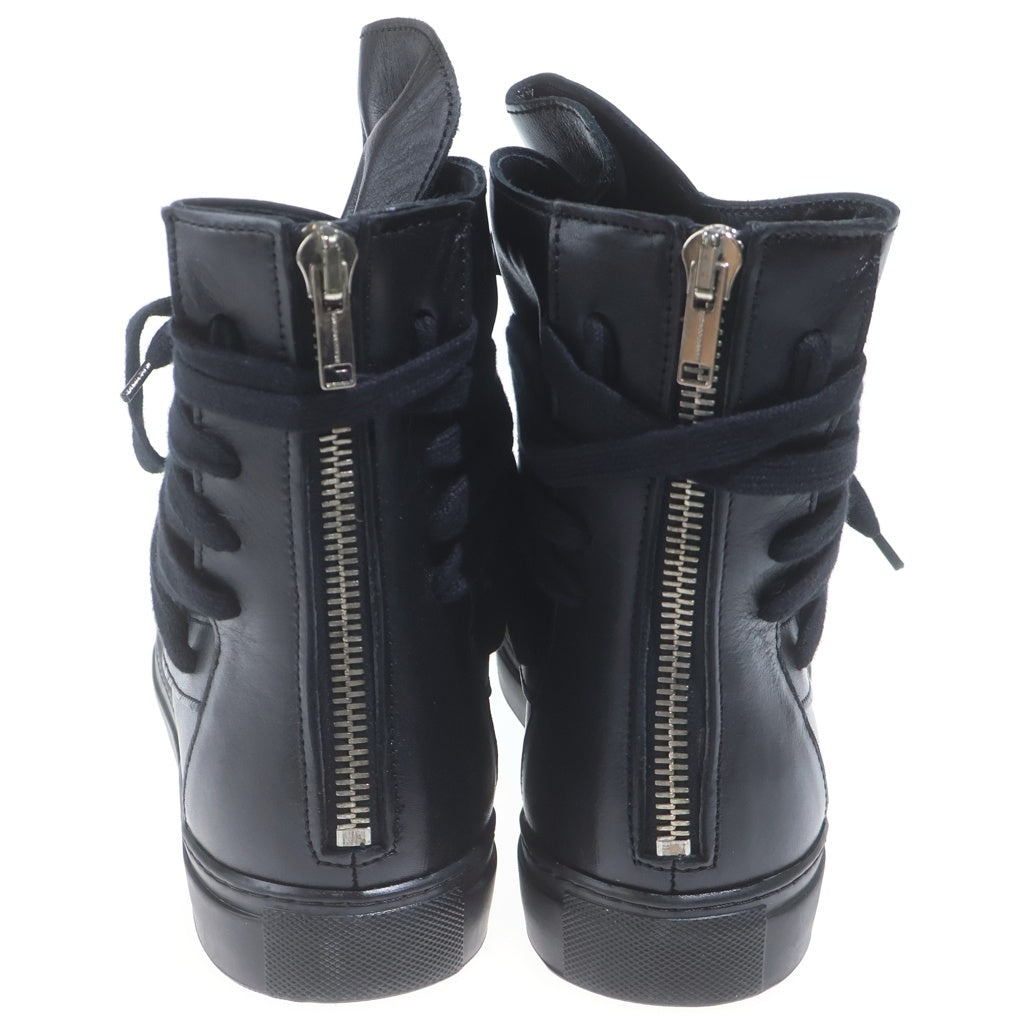 KRIS VAN ASSCHE(クリス ヴァン アッシュ) バックジップ レースアップ レザー ハイカットスニーカー ブラック