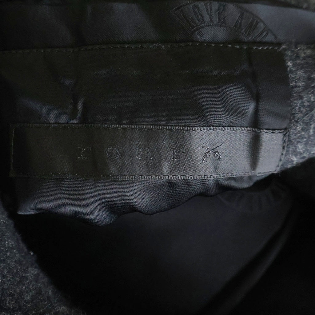 roar(ロアー) 12AW バック スワロフスキー ロゴ ウール メルトン Pコート ブラック 12FRC-KW02