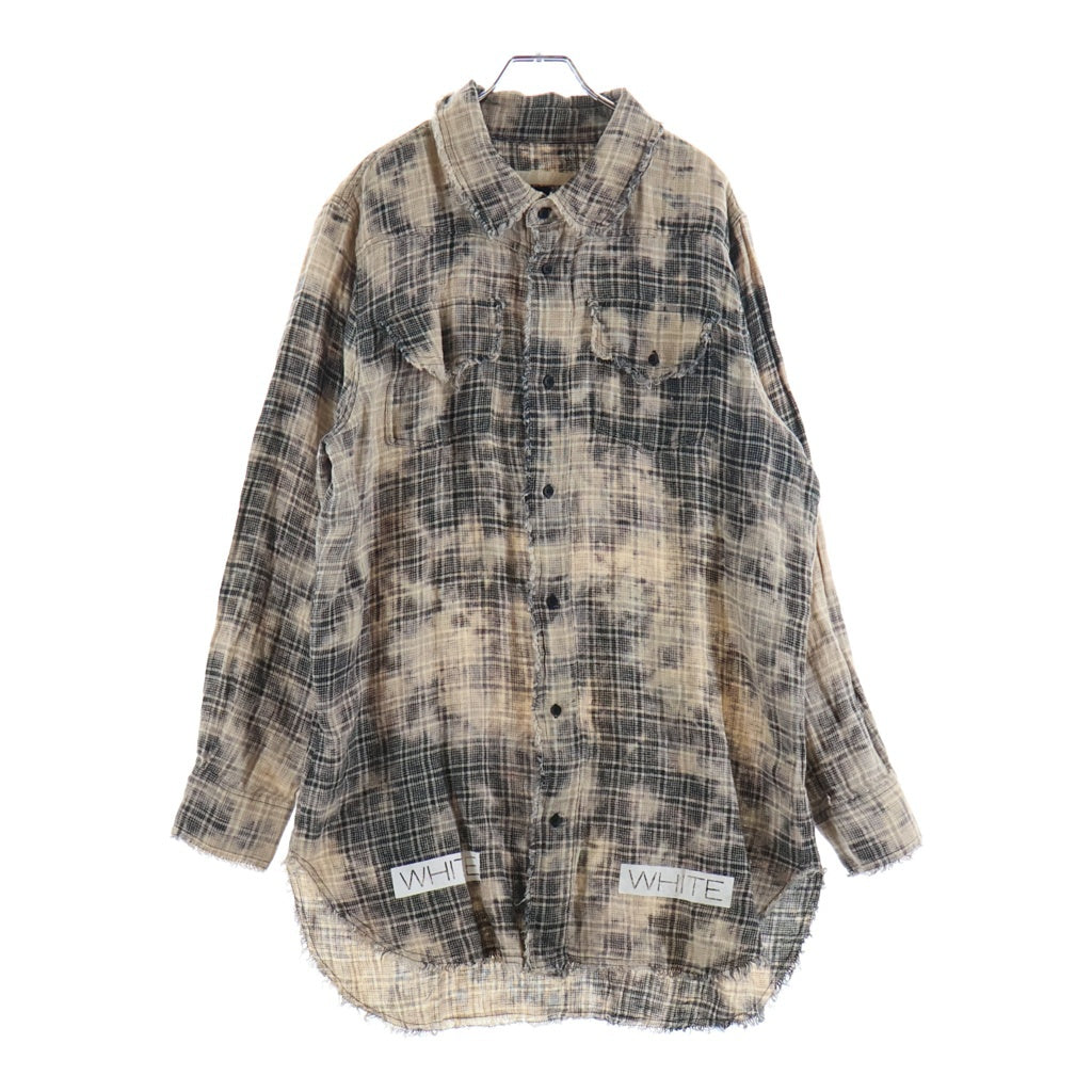 OFF-WHITE(オフホワイト) 16SS Mirror Mirror ミラー ミラー リネン ブリーチ チェック柄 長袖シャツ ベージュ