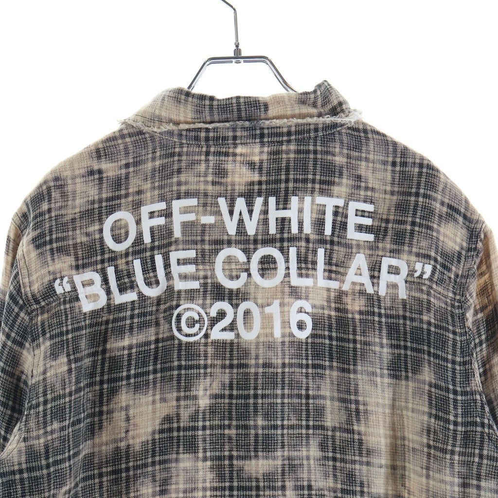 OFF-WHITE(オフホワイト) 16SS Mirror Mirror ミラー ミラー リネン ブリーチ チェック柄 長袖シャツ ベージュ