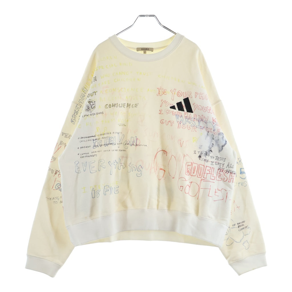 adidas(アディダス) YEEZY SEASON 5 Handwritting Crewneck Sweater グラフィティー クルーネック スウェットトレーナー ホワイト CJ7588