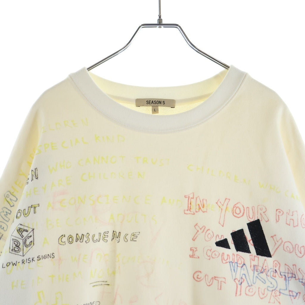 adidas(アディダス) YEEZY SEASON 5 Handwritting Crewneck Sweater グラフィティー クルーネック スウェットトレーナー ホワイト CJ7588