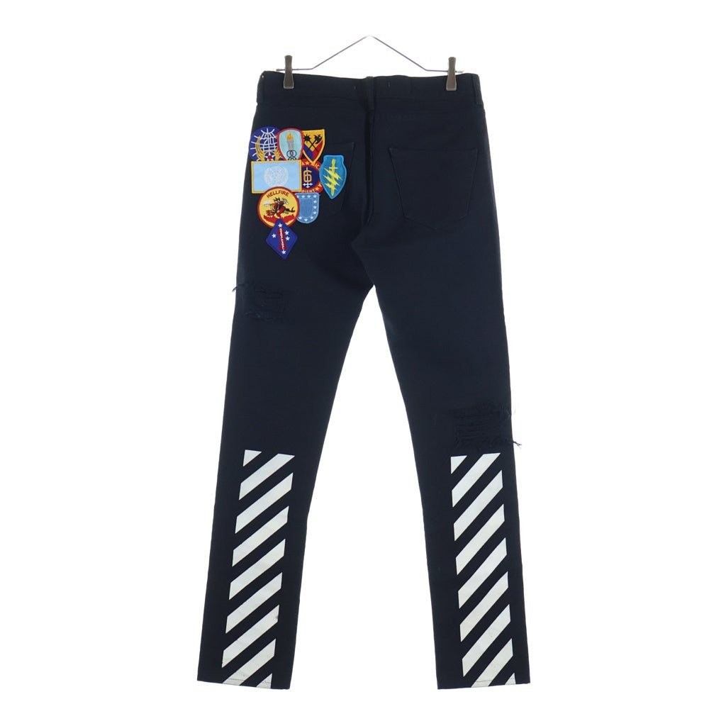 OFF-WHITE(オフホワイト) ワッペン ダメージ デニムパンツ ブラック