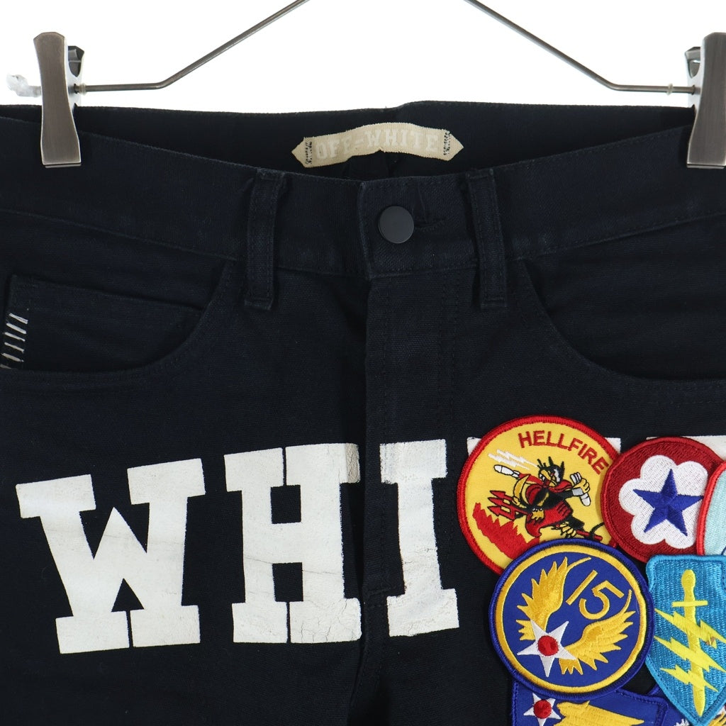 OFF-WHITE(オフホワイト) ワッペン ダメージ デニムパンツ ブラック