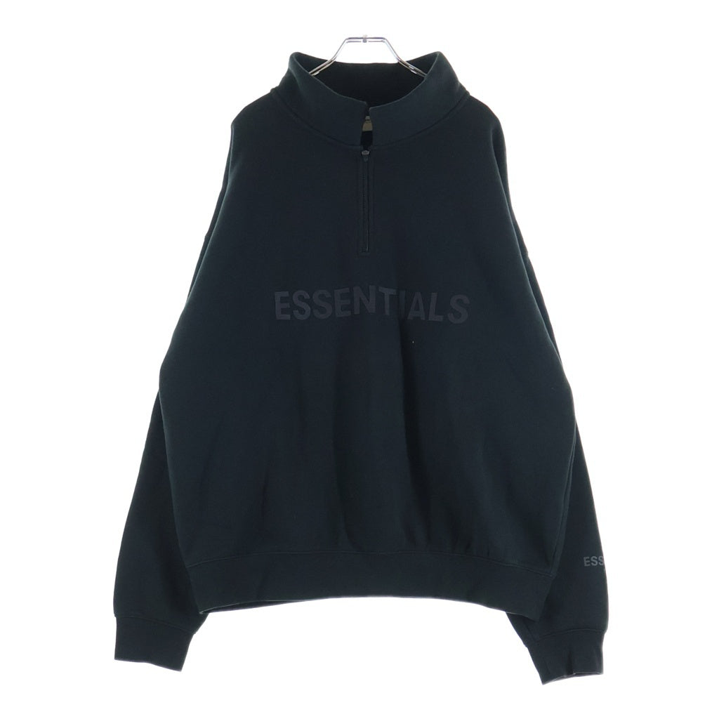 FEAR OF GOD ESSENTIALS(フィアオブゴッド エッセンシャルズ) ロゴプリント ハーフジップ プルオーバー スウェット トレーナー ブラック