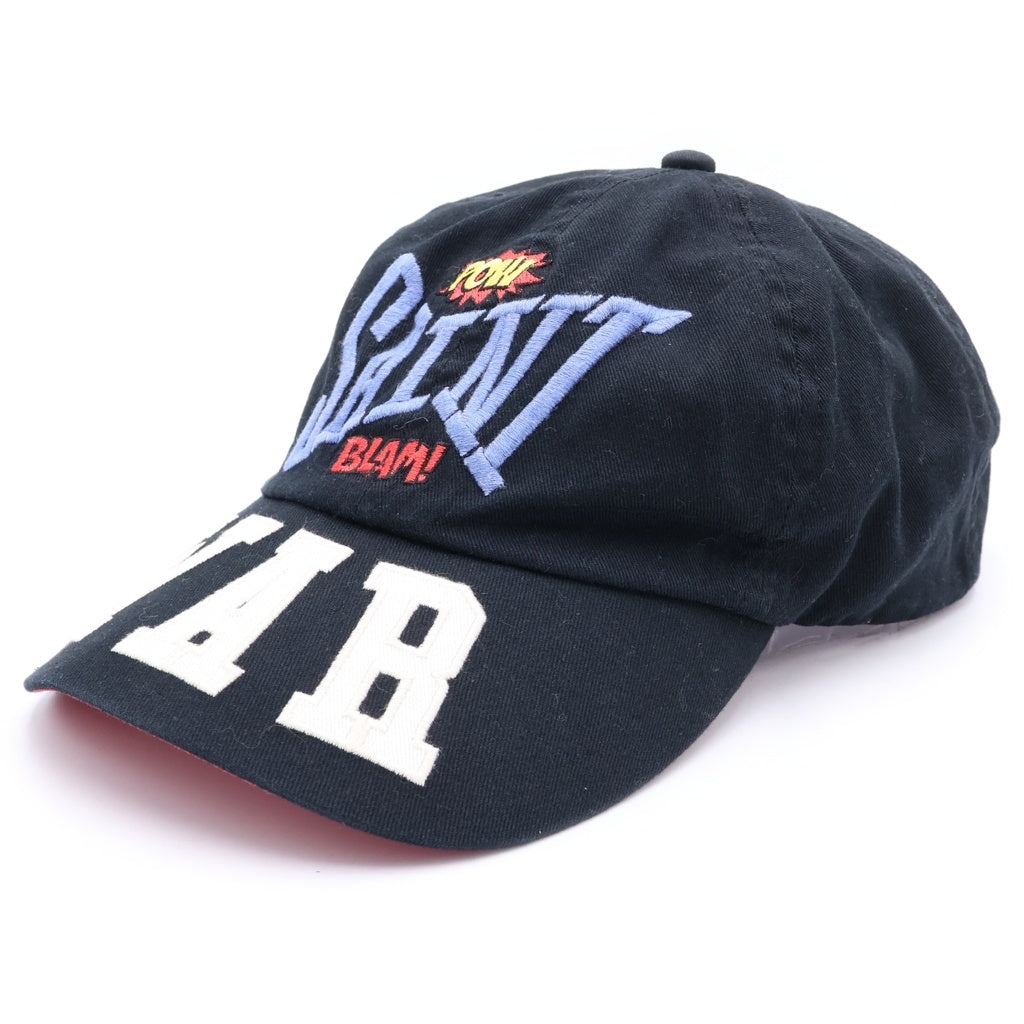 SAINT MICHAEL(セントマイケル) 21AW WAR ロゴ刺繍 ベースボールキャップ 帽子 ブラック SM-A21-0000-043