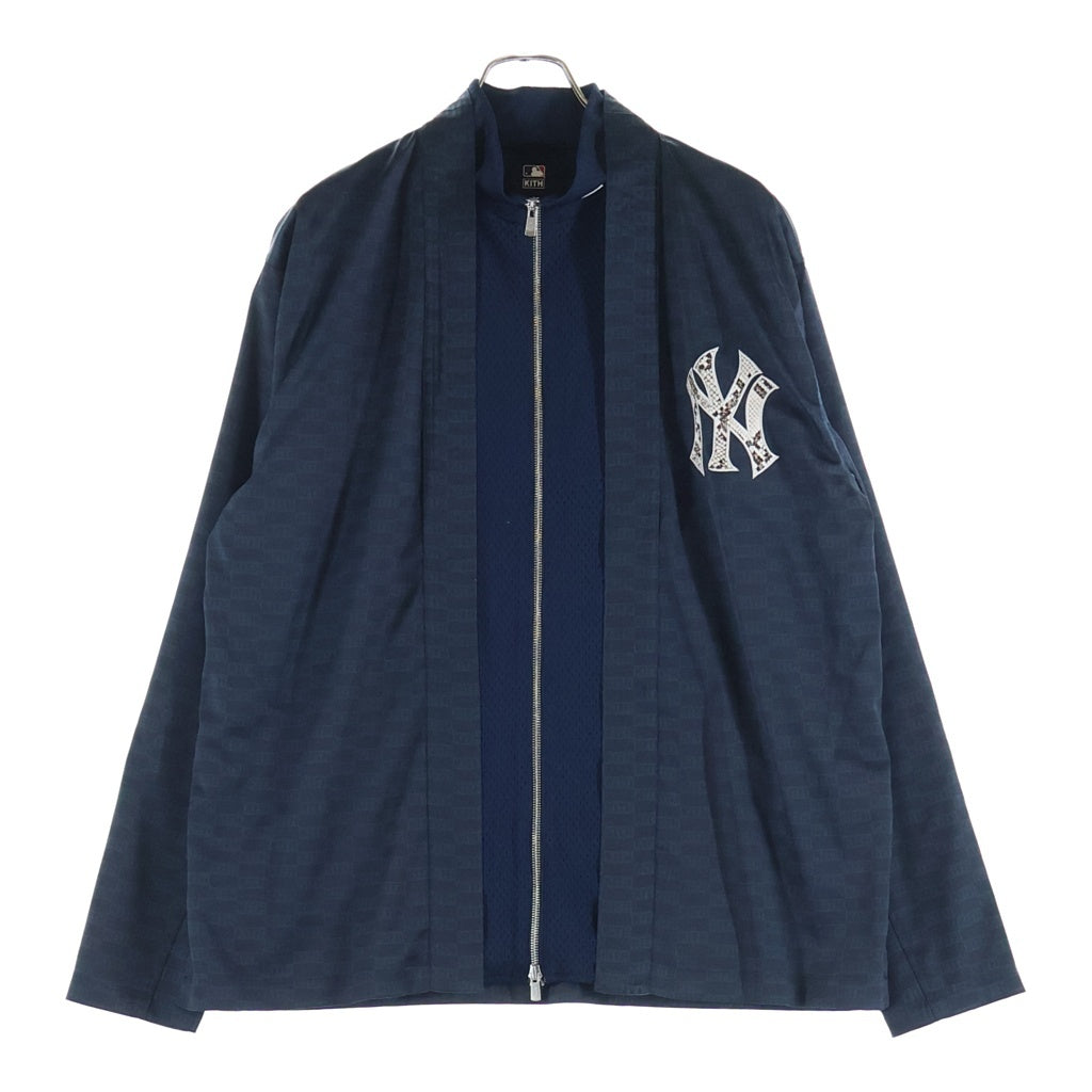 KITH(キス) 20AW ×MLB New York Yankees Sport GI Jacket ニューヨークヤンキース モノグラム 総柄 スポーツ ジャージ ジャケット ネイビー