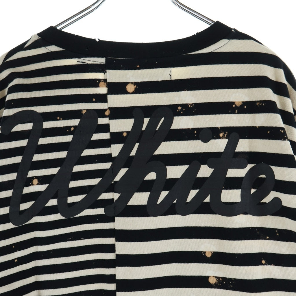 OFF-WHITE(オフホワイト) 16AW Border L/S Tee ダメージ ブリーチ加工 ボーダー 長袖Tシャツ カットソー ホワイト/ブラック