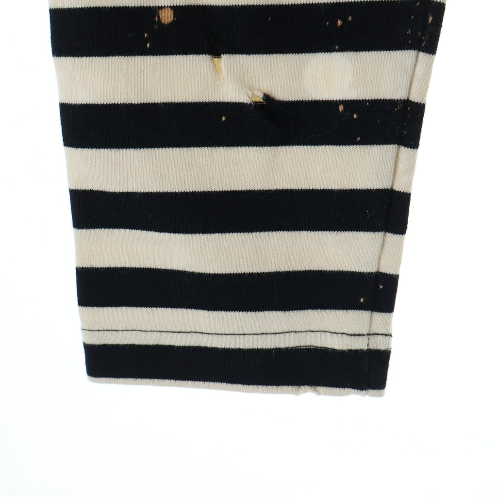 OFF-WHITE(オフホワイト) 16AW Border L/S Tee ダメージ ブリーチ加工 ボーダー 長袖Tシャツ カットソー ホワイト/ブラック