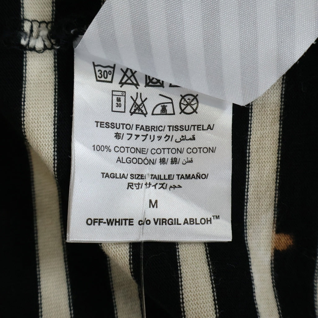 OFF-WHITE(オフホワイト) 16AW Border L/S Tee ダメージ ブリーチ加工 ボーダー 長袖Tシャツ カットソー ホワイト/ブラック