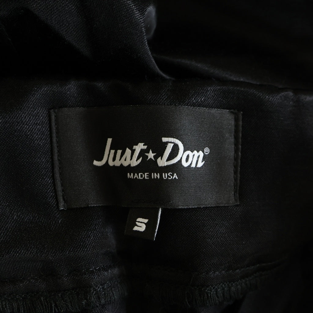 JUSTDON(ジャストドン) サイドスナップボタン コットンナイロン サンダー刺繍 トラックパンツ ブラック