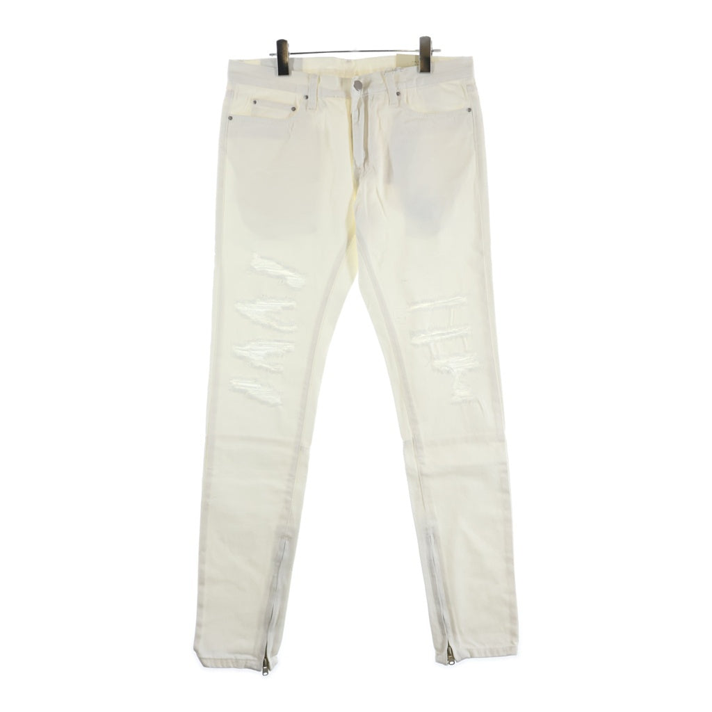 MNML(ミニマル) Denim Pants 裾ジップ デニムパンツ ホワイト