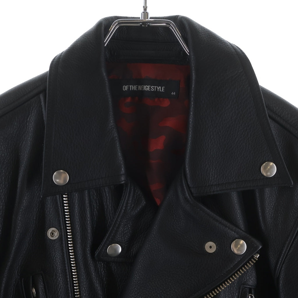NO BRAND(ノーブランド) OF THE NEIGE STYLE(オブザネージュスタイル)レザー ダブルライダースジャケット ブラック 101-163-0201-001