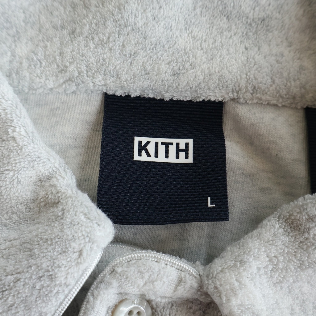 KITH(キス) 22SS Graham Polo Court 総柄 パイル地 コットン 半袖ポロシャツ グレー