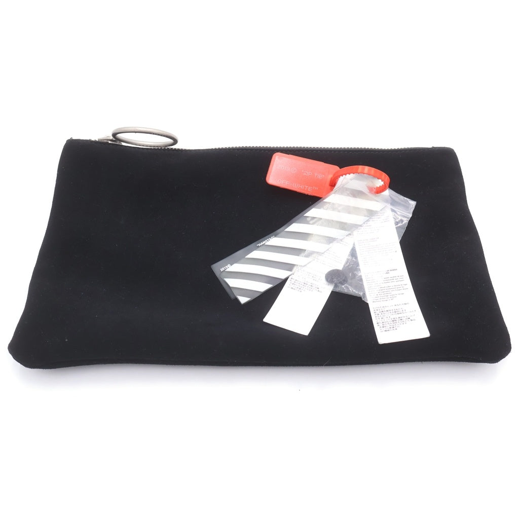 OFF-WHITE(オフホワイト) ポーチ付き スエード ハンド トートバッグ ブラック レディース
