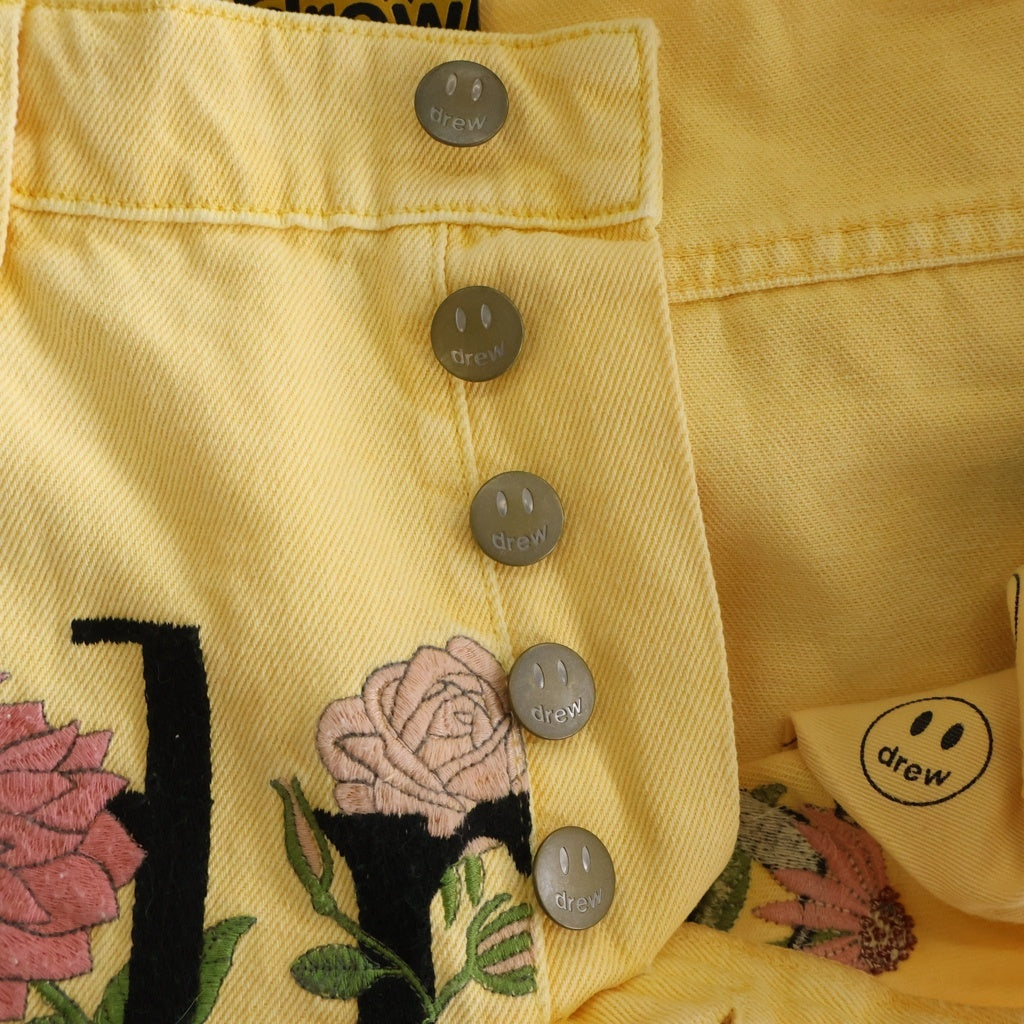 drew house(ドリューハウス) フロントロゴ刺繍 カーペンター デニムパンツ イエロー