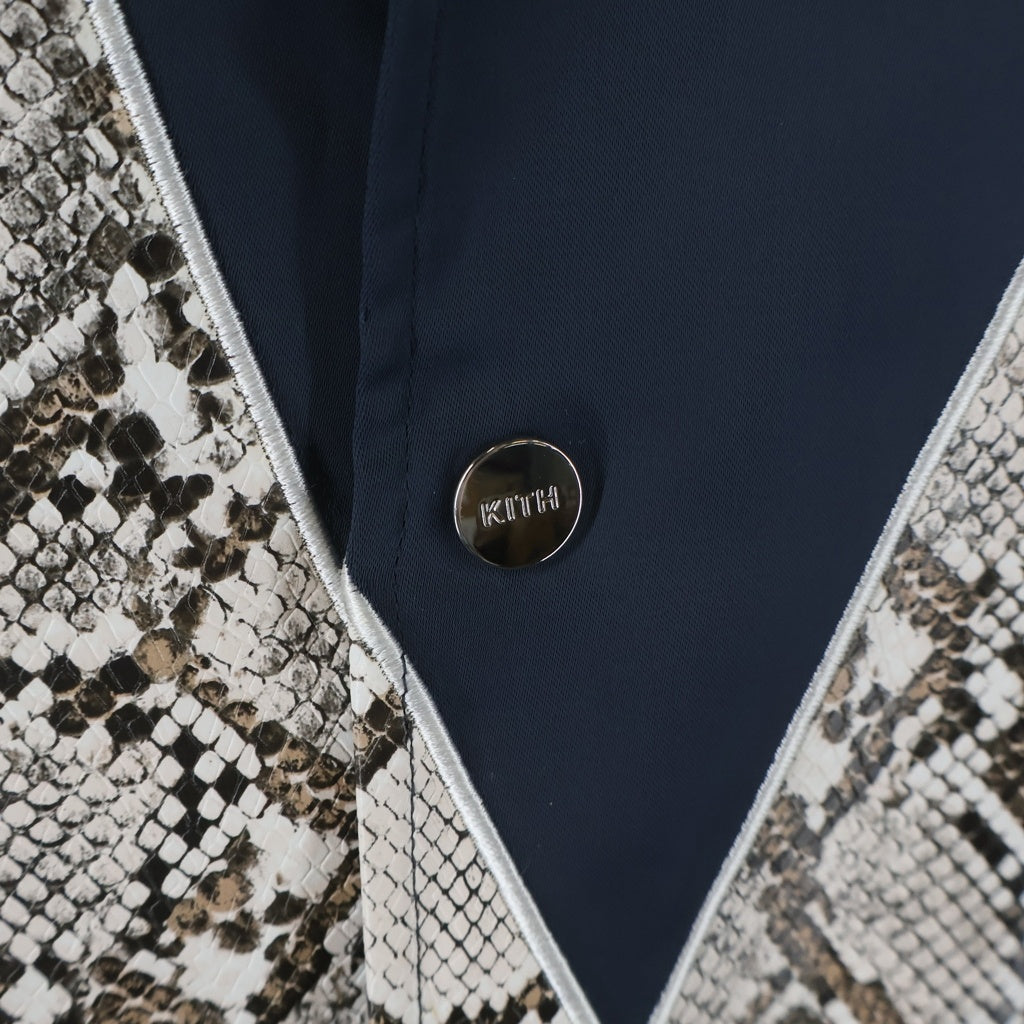 KITH(キス) ×MLB スネーク ロゴ サテンジャケット ネイビー KH1225