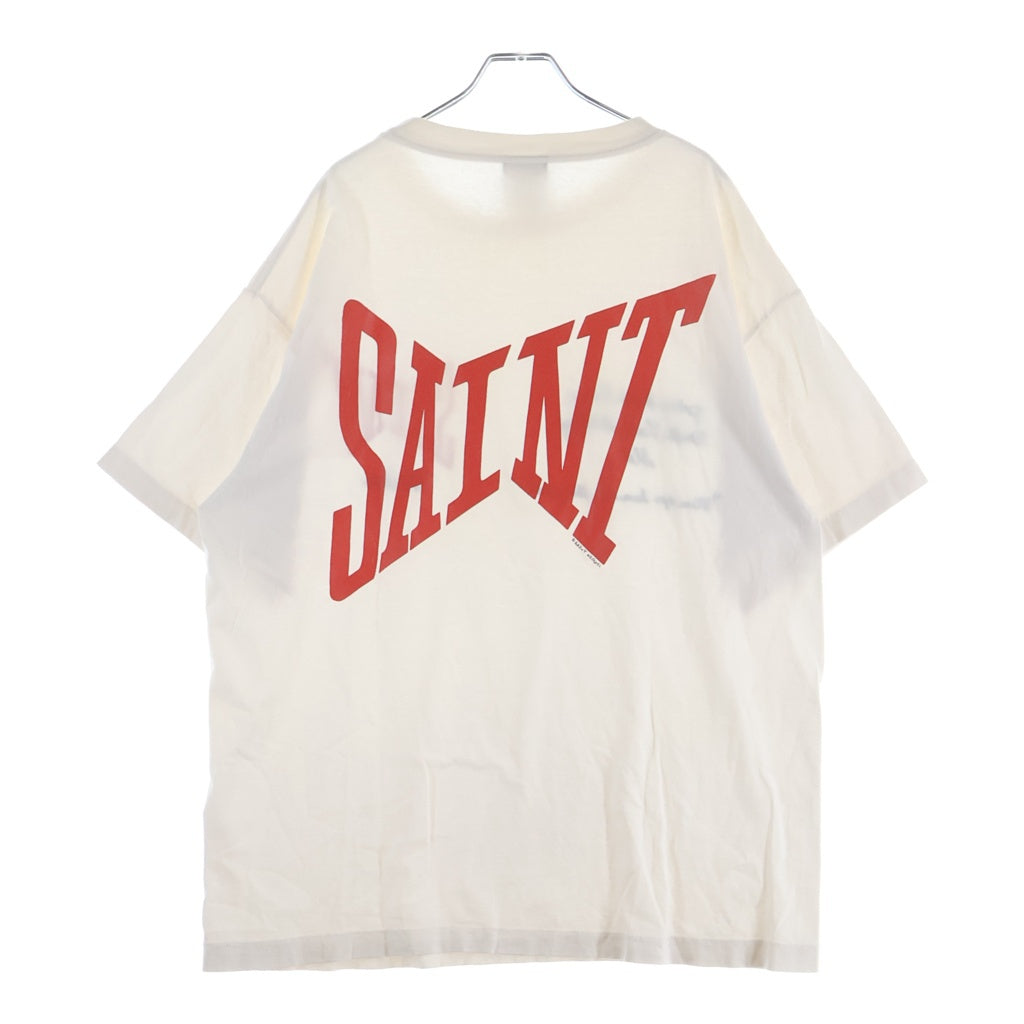 SAINT MICHAEL(セントマイケル) 21SS S/S TEE LOGO EMB ロゴエンブロイダリー クルーネック 半袖Tシャツカットソー ホワイト SM-21-0000-007