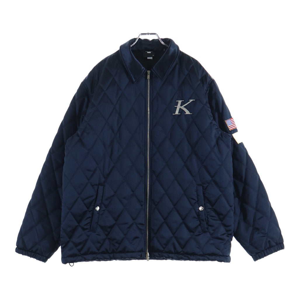 KITH(キス) キルティング ジップアップ サテンジャケット ネイビー