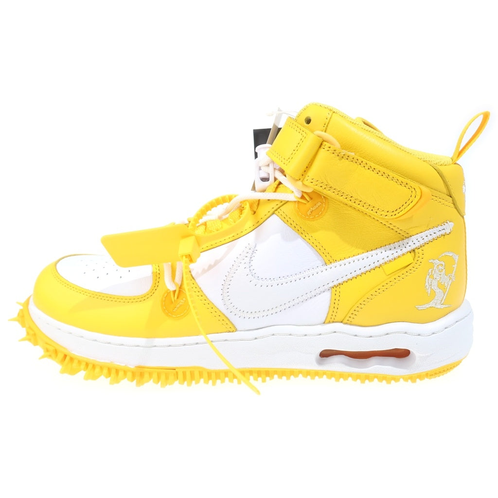 NIKE(ナイキ) ×OFF-WHITE AIR FORCE1 MID SP LTHR DR0500-101 オフホワイト エアフォース1 ミドルカットスニーカー ホワイト/イエロー US11/29cm