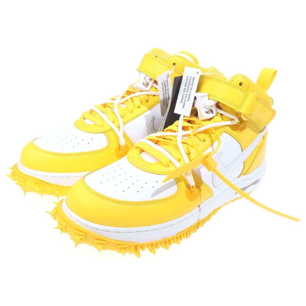 NIKE(ナイキ) ×OFF-WHITE AIR FORCE1 MID SP LTHR DR0500-101 オフホワイト エアフォース1 ミドルカットスニーカー ホワイト/イエロー US11/29cm