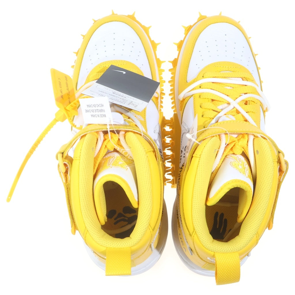 NIKE(ナイキ) ×OFF-WHITE AIR FORCE1 MID SP LTHR DR0500-101 オフホワイト エアフォース1 ミドルカットスニーカー ホワイト/イエロー US11/29cm