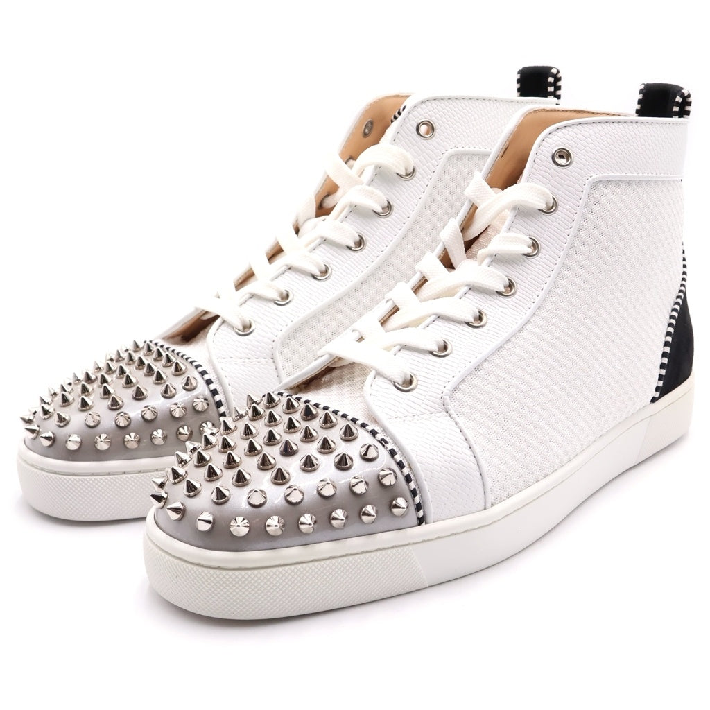CHRISTIAN LOUBOUTIN(クリスチャンルブタン) LOU SPIKES ORLATO FLAT LET MET スパイクスタッズ ロゴパッチ ハイカットスニーカー ホワイト 3190310