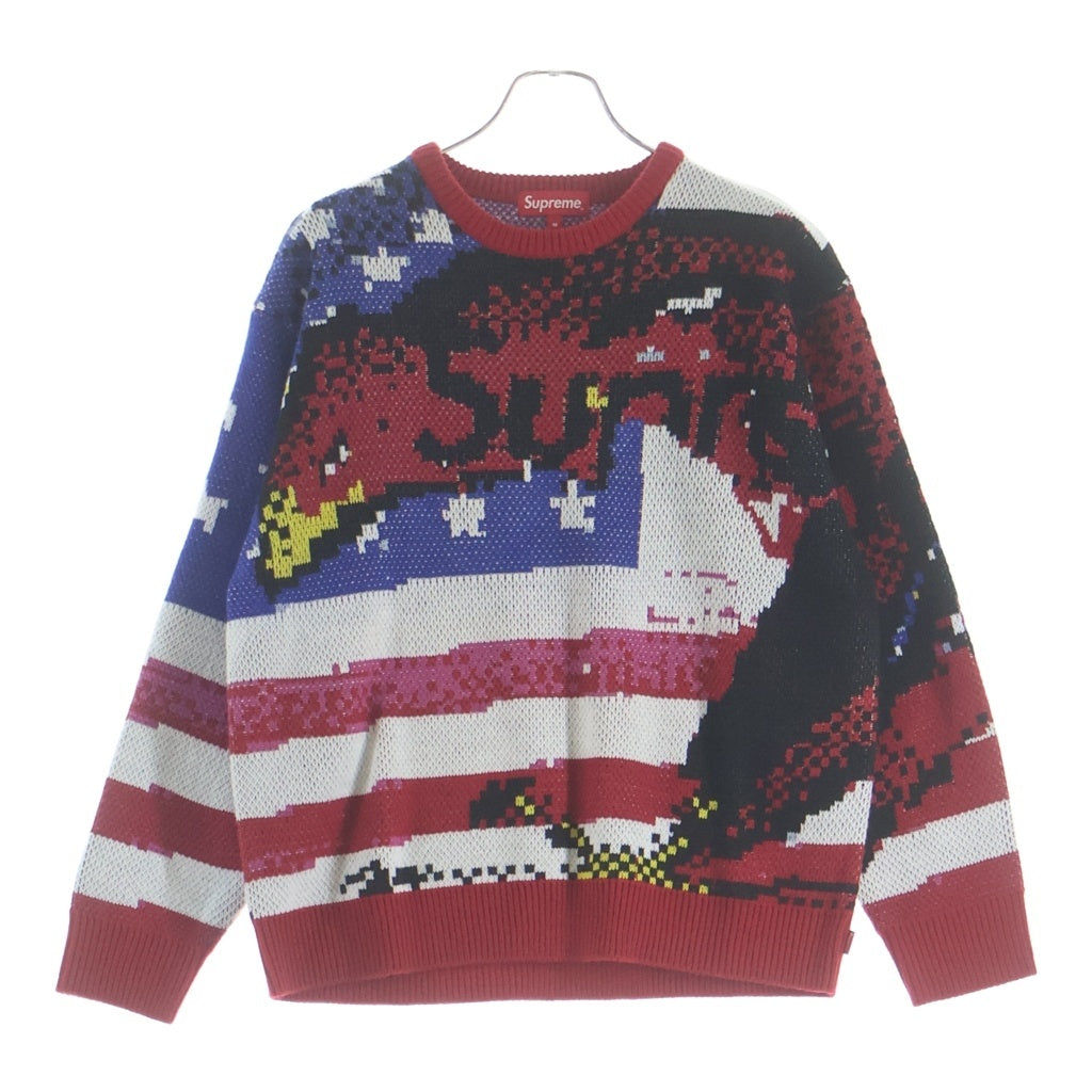 SUPREME(シュプリーム) 21SS Digital Flag Sweater デジタルフラッグニットセーター レッド/ブルー